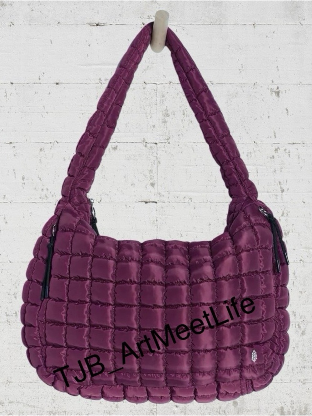 FP MOVEMENT Quilted Carryall Bag Deep Mulberry NWT Wine Dark Fuchsia